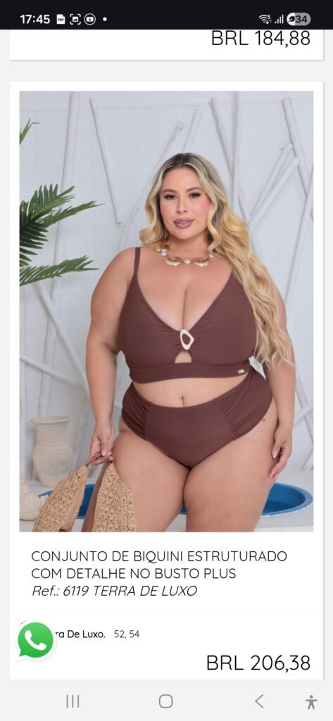 conjunto de biquini estruturado com detalhe no busto plus size do 50 ao 54