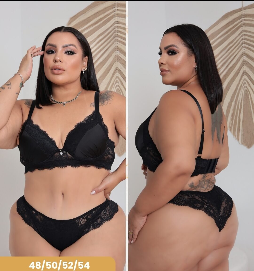 conjunto de cetim plus size do 48 ao 54 preto e no vermelho